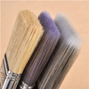 2-1 / 2 pulgadas biselado púrpura alambre afilado sintético acero inoxidable férula largo mango de madera brocha de pintura