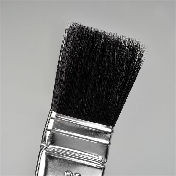 1-1 / 2 pulgadas Pure Black cerdas Cabeza curvada Cepillo de pintura de punta de madera larga